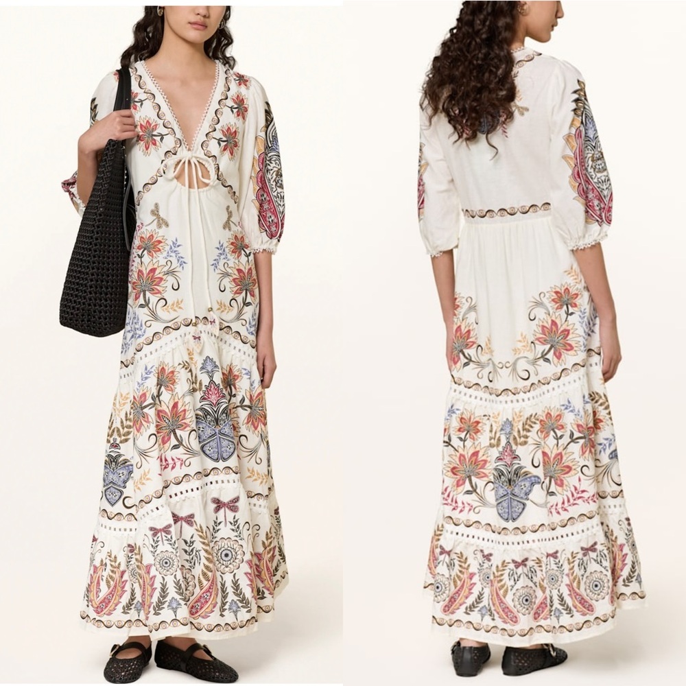 Farm Rio Boho Glam Floral Maxi Dress XS NWT - Picture 6 of 16